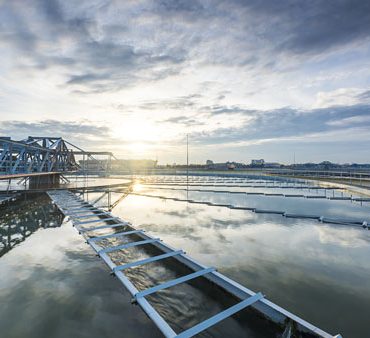 Water Treatment plant with sunrise