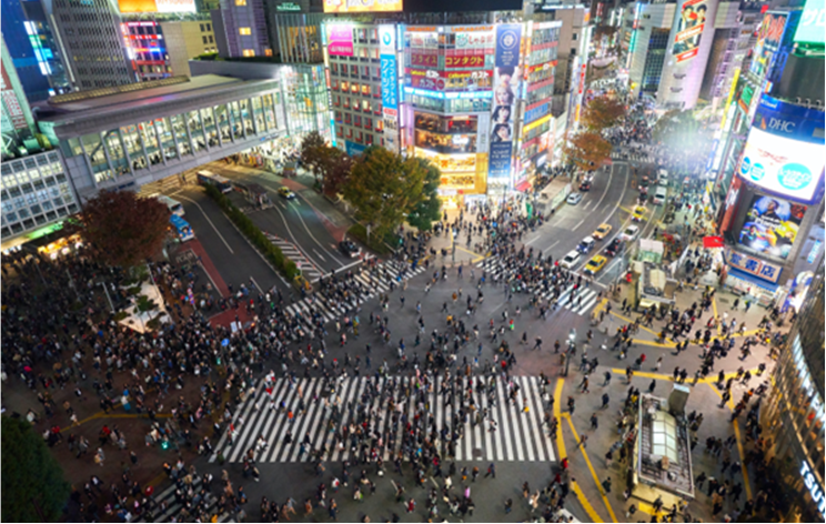 Shibuya Crossing, Tokyo, Japan. 