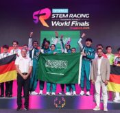 LYNX RACING from Kingdom of Saudi Arabia, who celebrated winning the Aramco STEM Racing World Champions 2026 title at this year’s World Finals held at Resorts World Sentosa, Singapore. Photo Credit: © STEM RACING World Finals